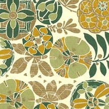 Green Tones Art Deco Floral Print Paper ~ Rossi Italy